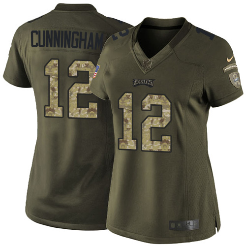 Women's Elite Randall Cunningham Nike Jersey Green - #12 Salute to Service NFL Philadelphia Eagles